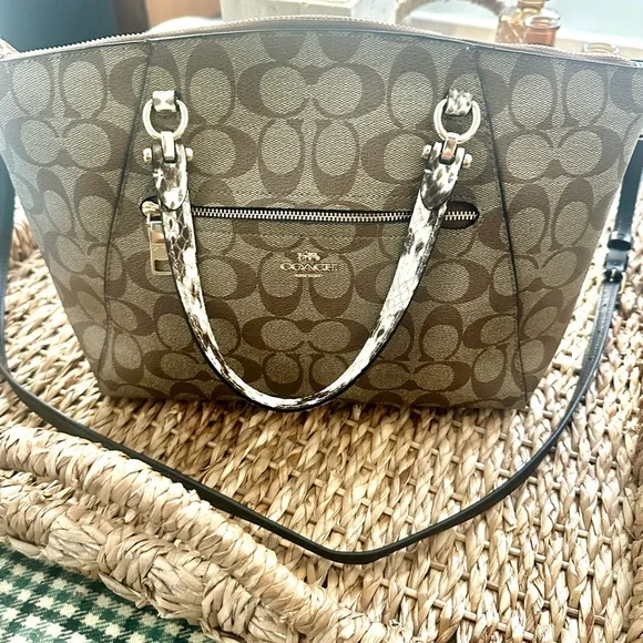 Coach Tan and Black Signature Tote - Picture 1 of 5